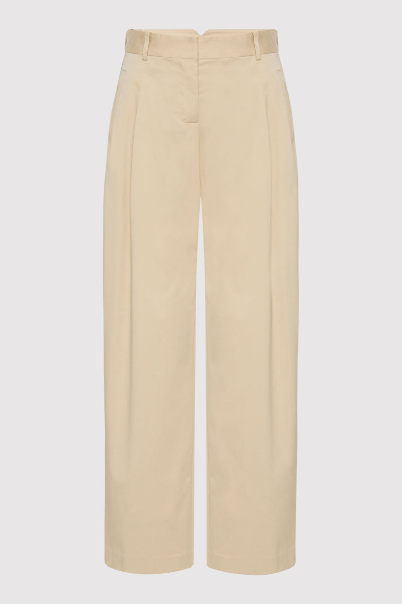 Cotton Barrel Leg Pants - Champagne