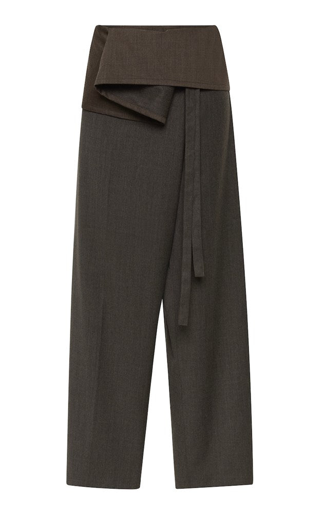 Wool Tailored Fisherman Pants - Mulch