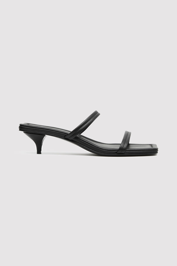 Fine Strap Kitten Heel - Black