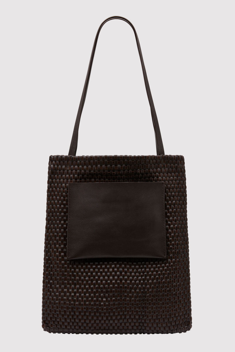 Lattice Contrast Tote - Coffee