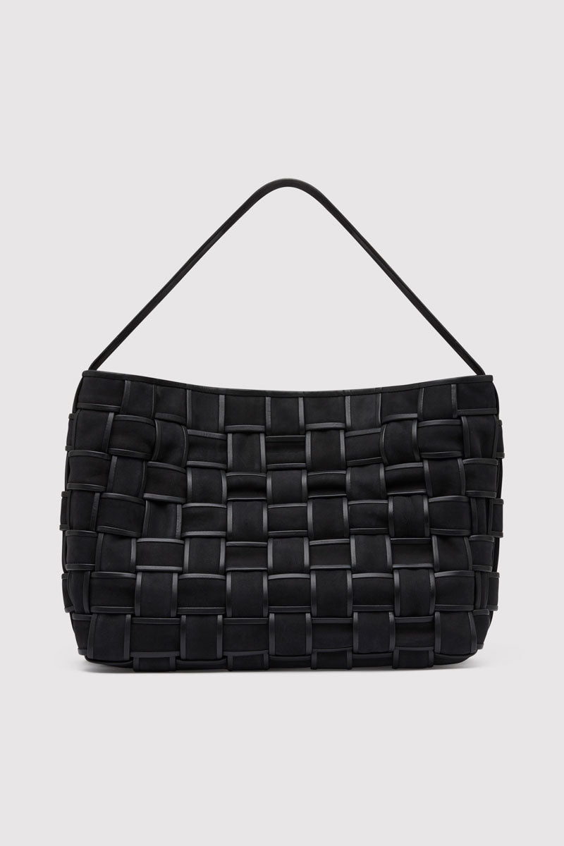 Border Woven Large Tote - Black