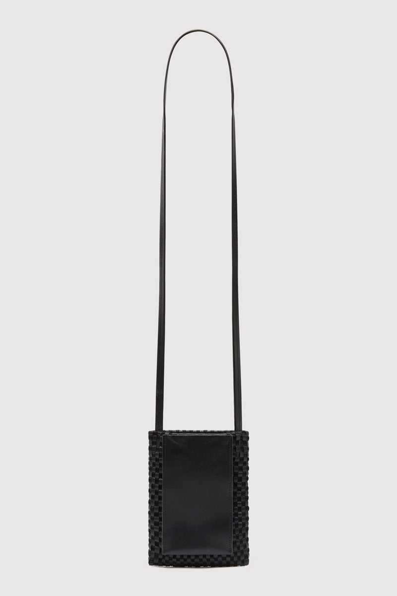 Lattice Contrast Sling Pouch - Black