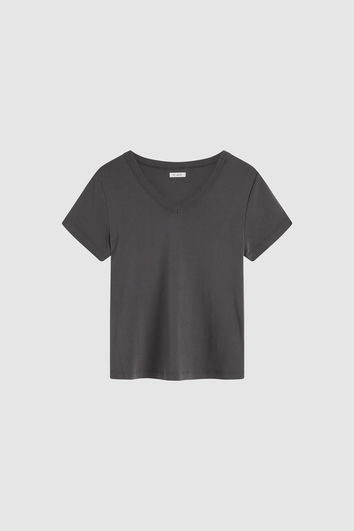 Organic Cotton V Neck Tee - Soot