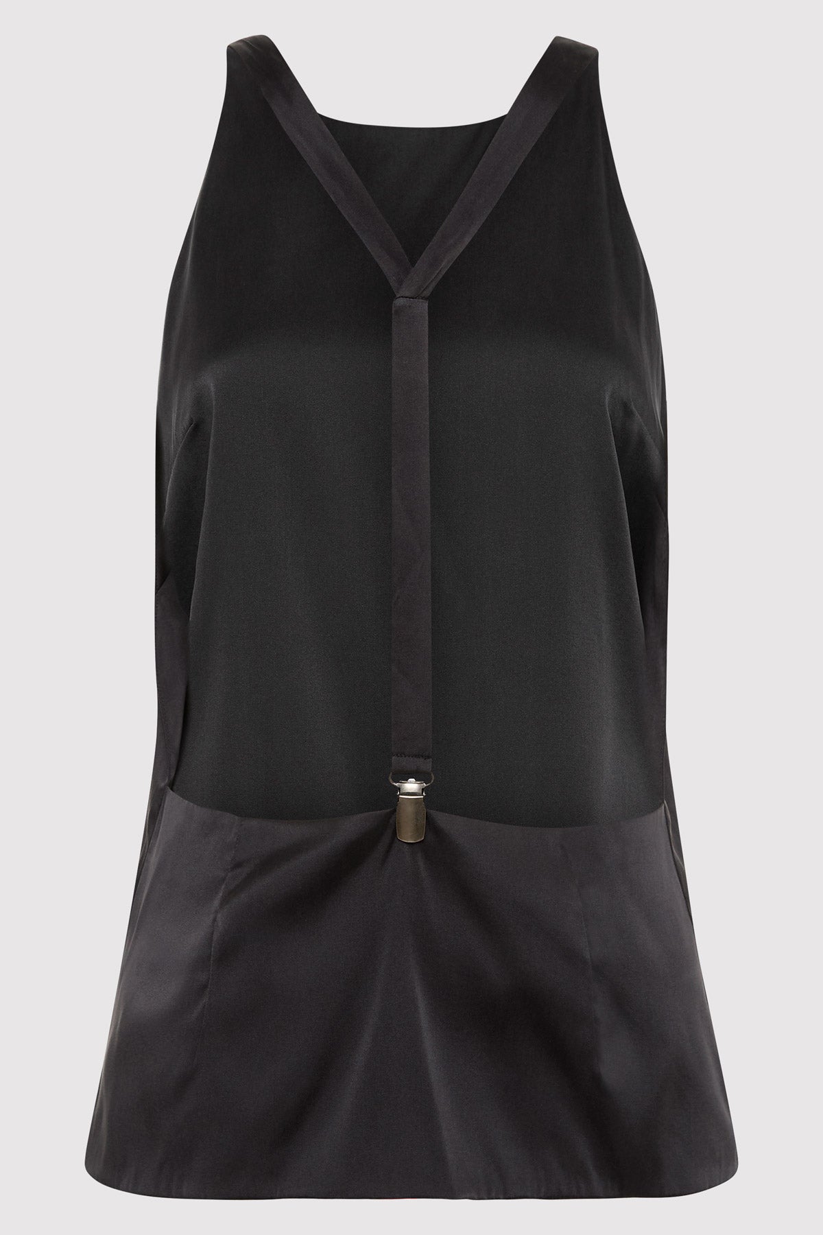 Soft Silk Suspender Top - Black