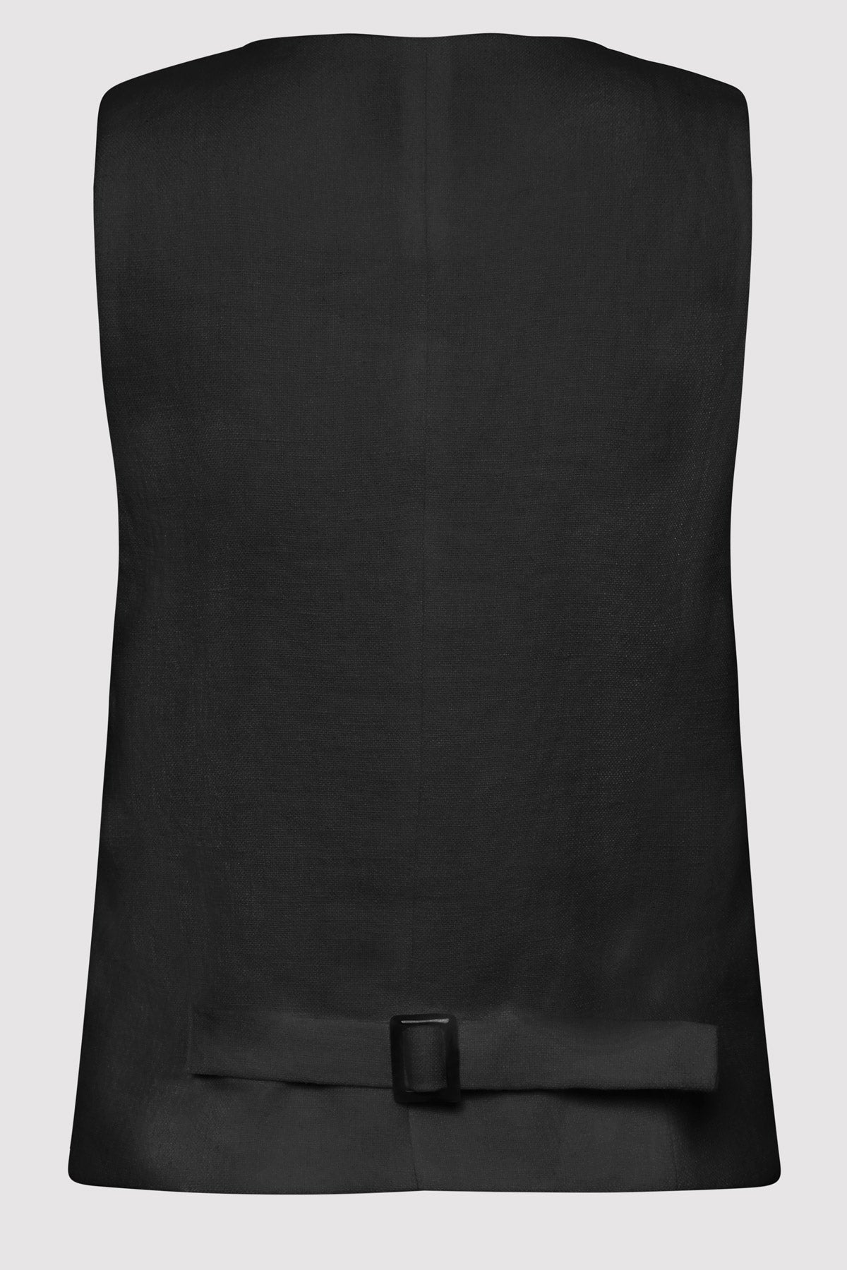 Tailored Linen Vest - Black