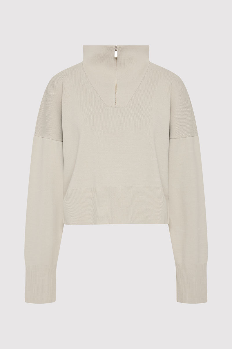 Milano Knit Zip Jumper - Silver