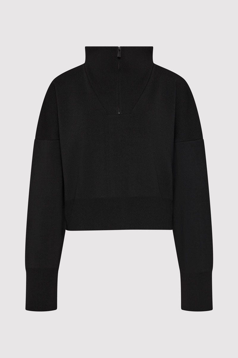Milano Knit Zip Jumper - Black