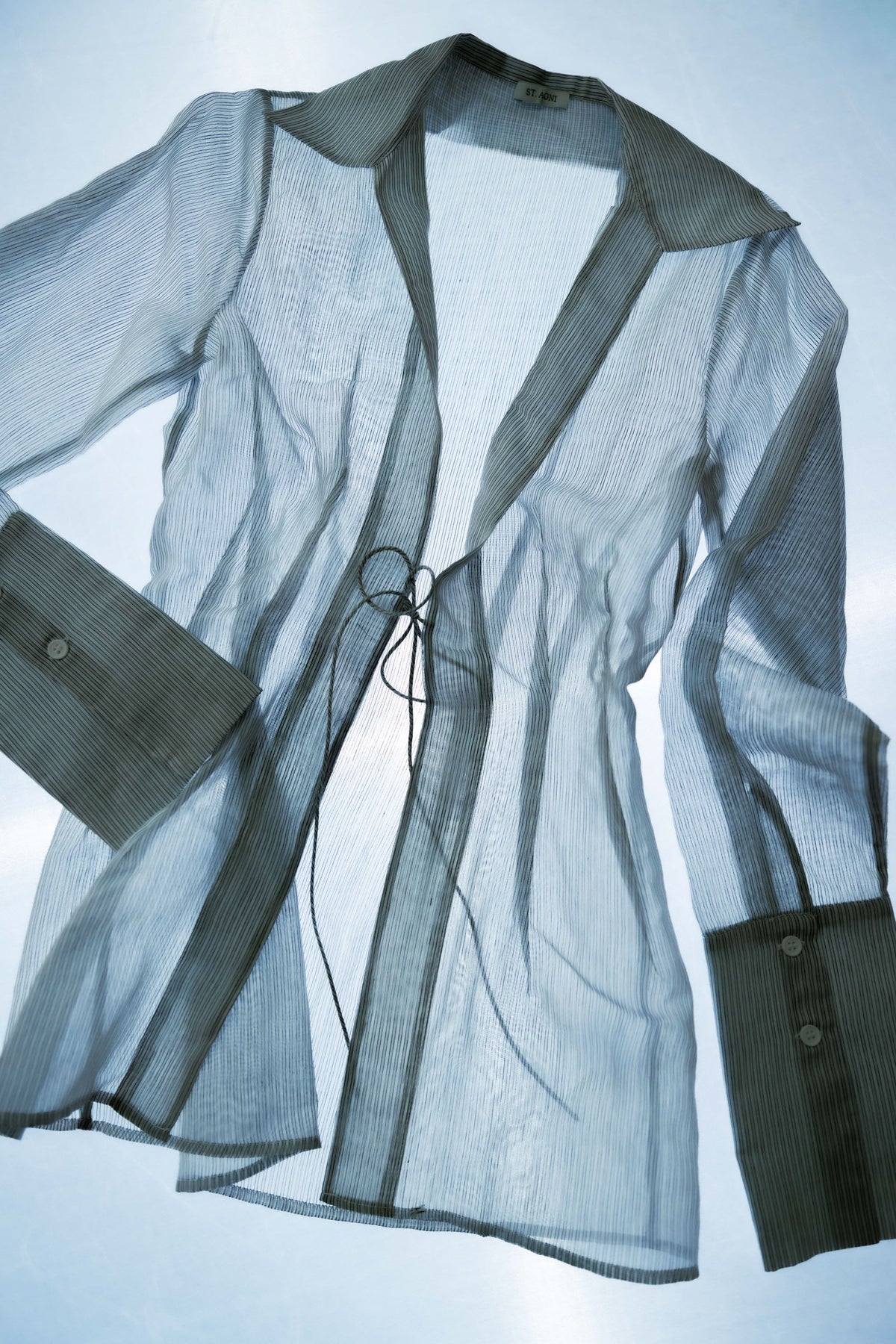 Sheer Stripe Tie Shirt - Sheer Stripe