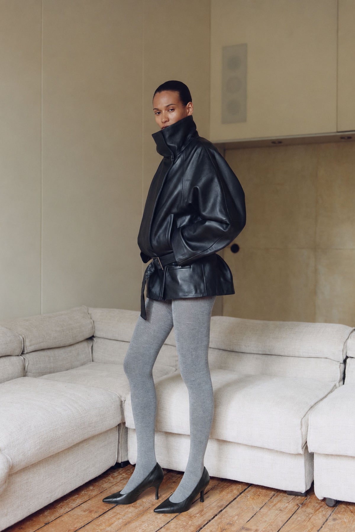 PRE-ORDER: Leather Cinch Jacket - Black