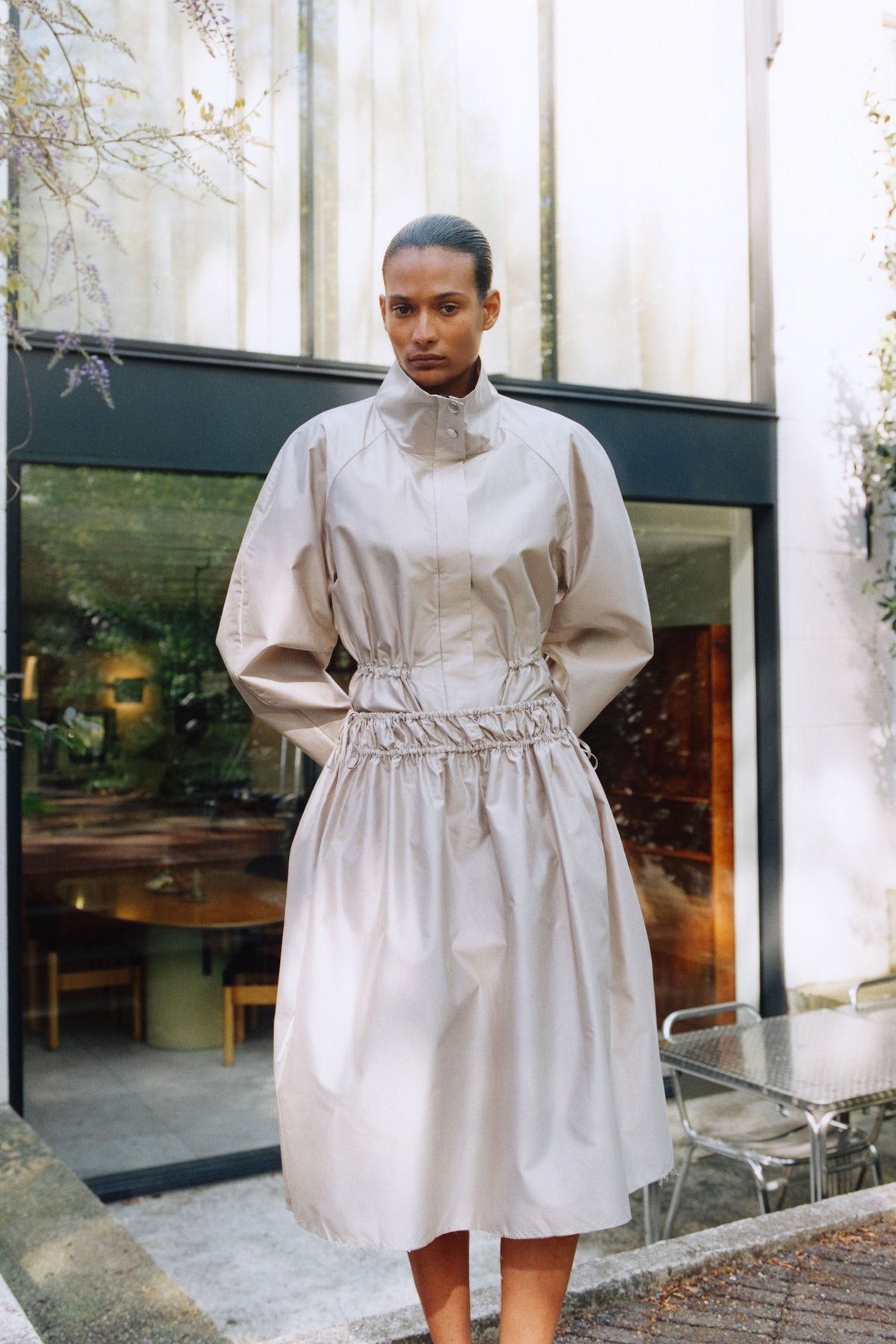 Paper Taffeta Drawstring Skirt - Fog
