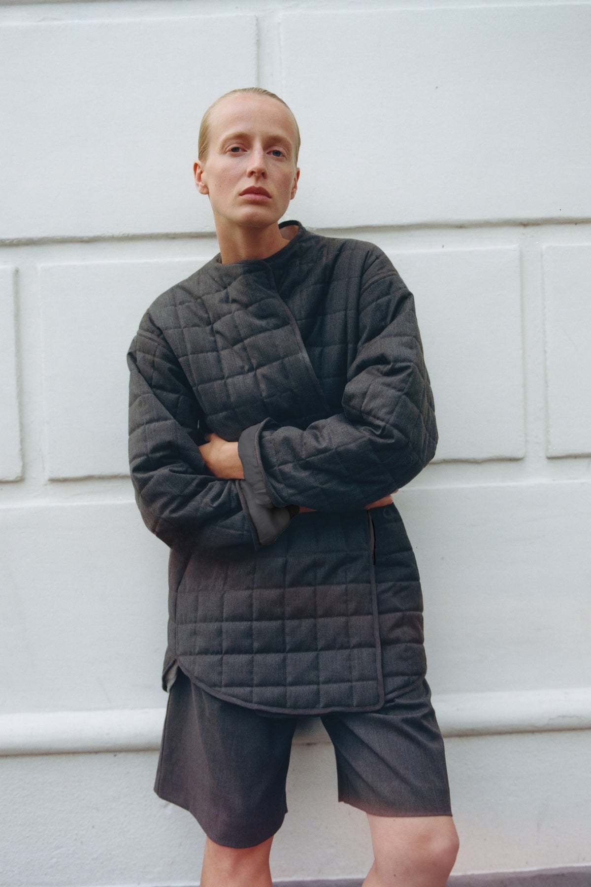 Wool Stitched Pillow Jacket - Mulch