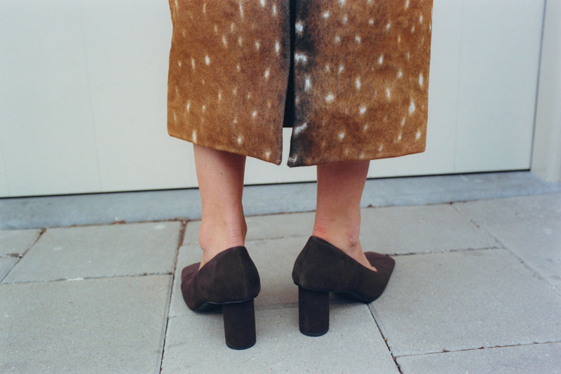 Suede Cylinder Pump - Coffee - Featured