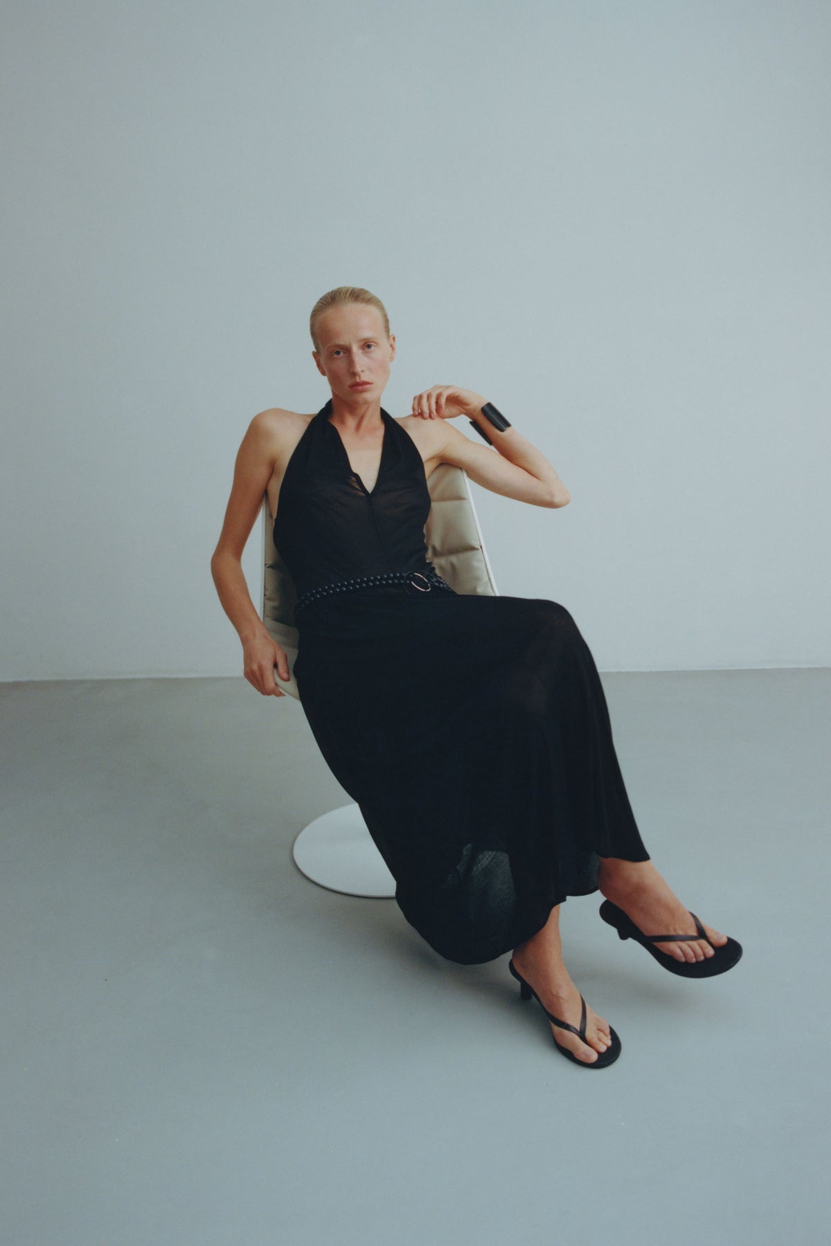 Fluid Jersey Halter Dress - Black