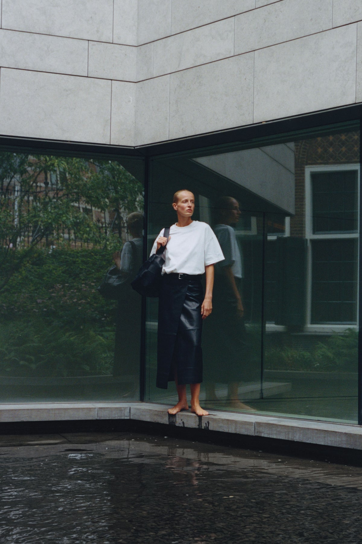 Leather Wrap Skirt - Black