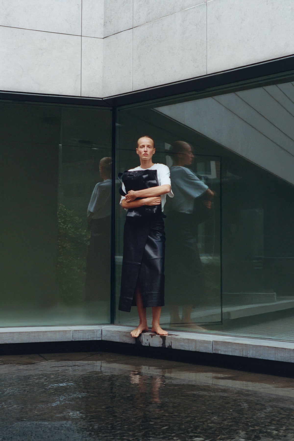 Leather Wrap Skirt - Black