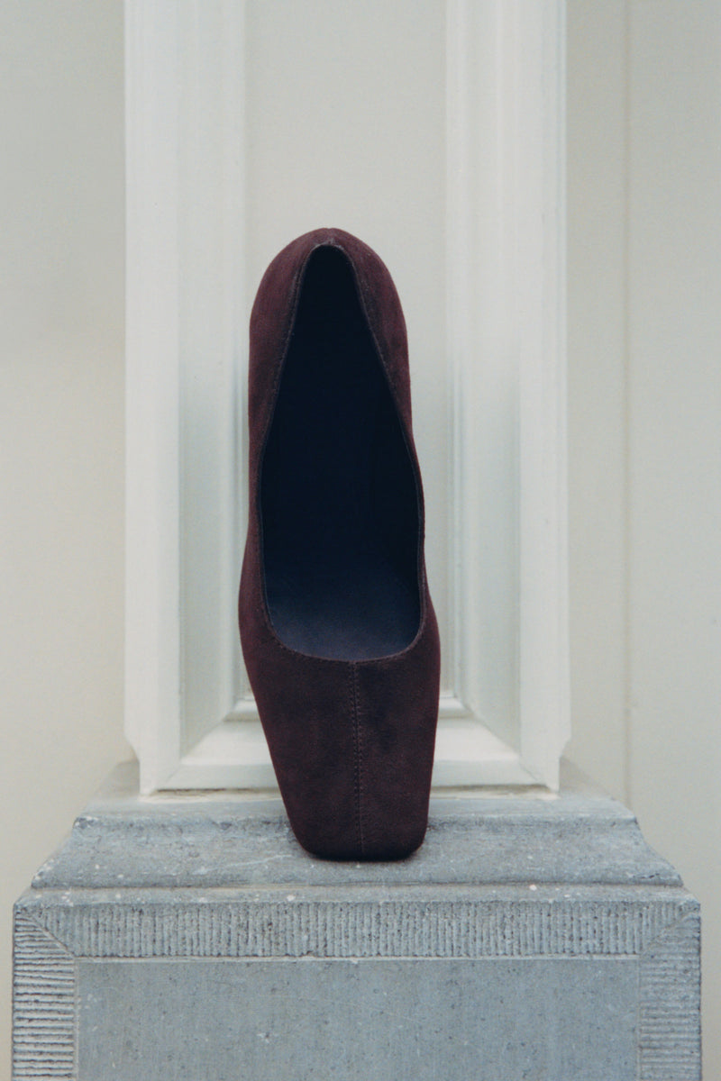 Suede Cylinder Pump - Coffee