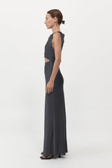 Soft Silk Cut Out Dress - Washed Black