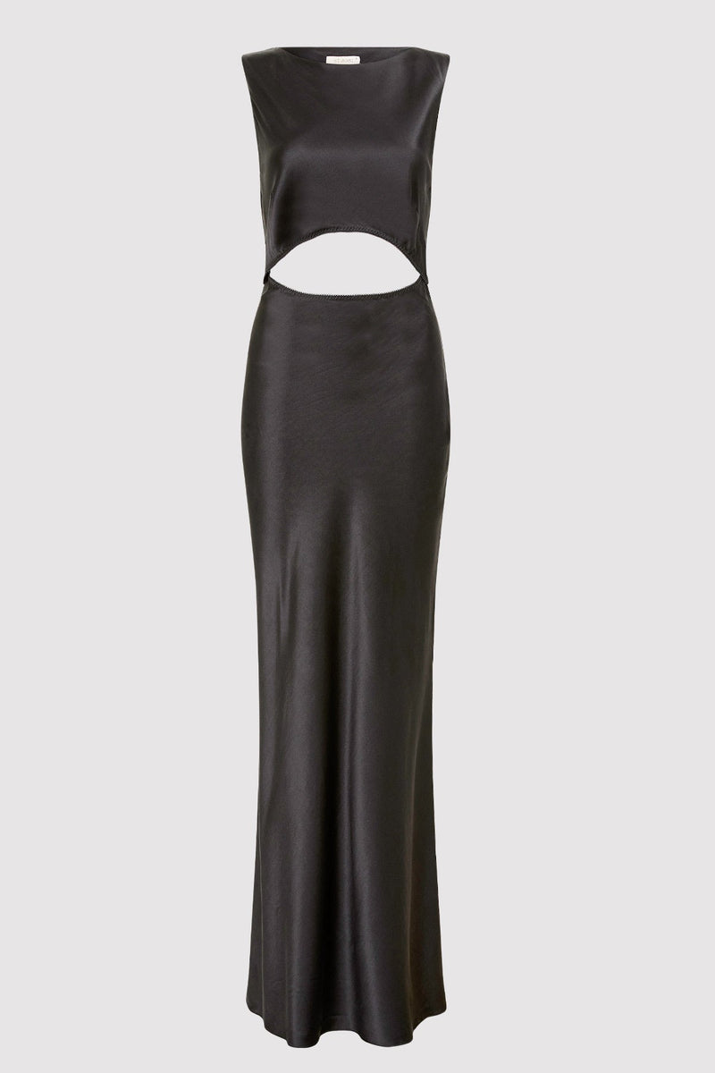Soft Silk Cut Out Dress - Washed Black