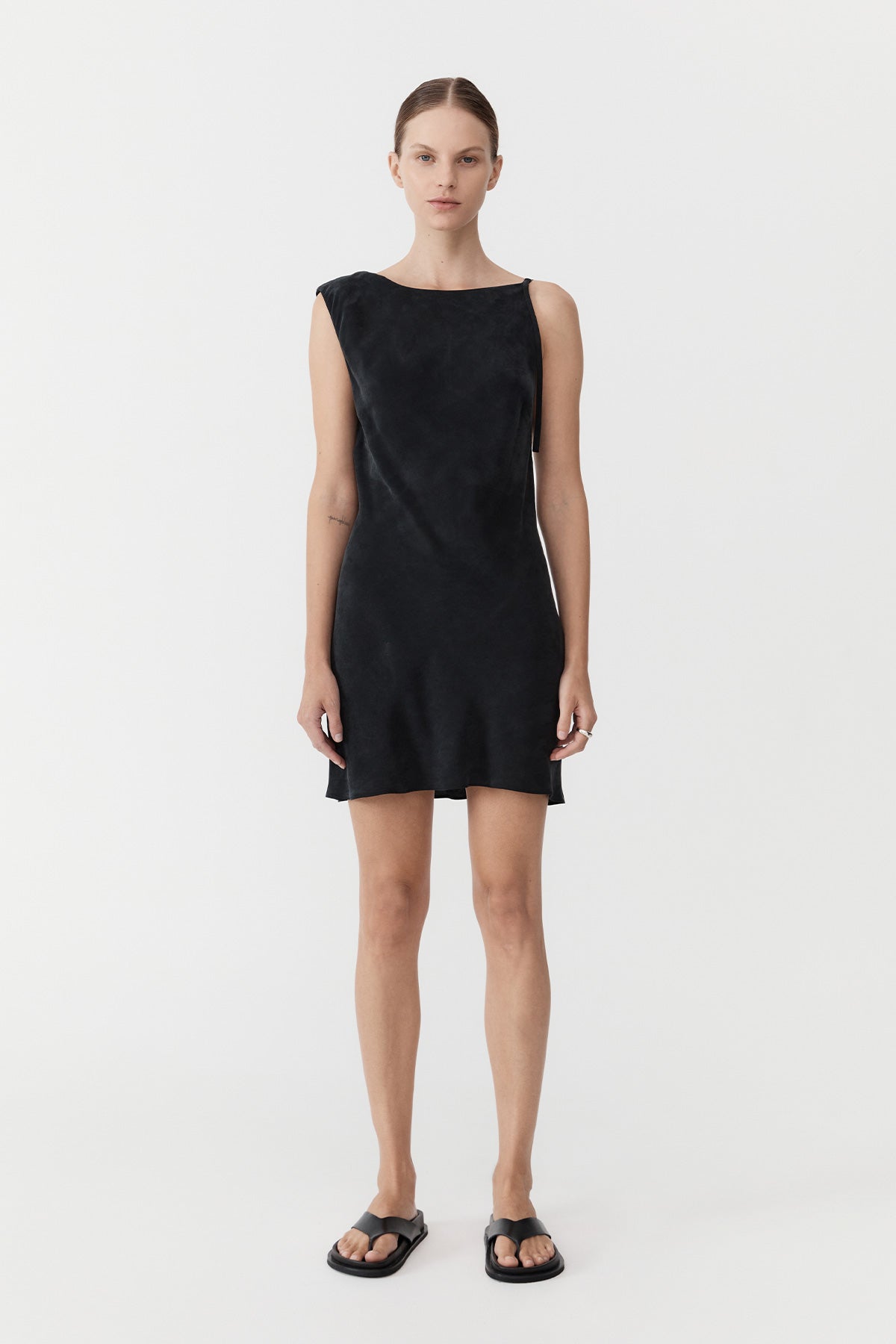 Sophia Drape Mini Dress - Washed Black