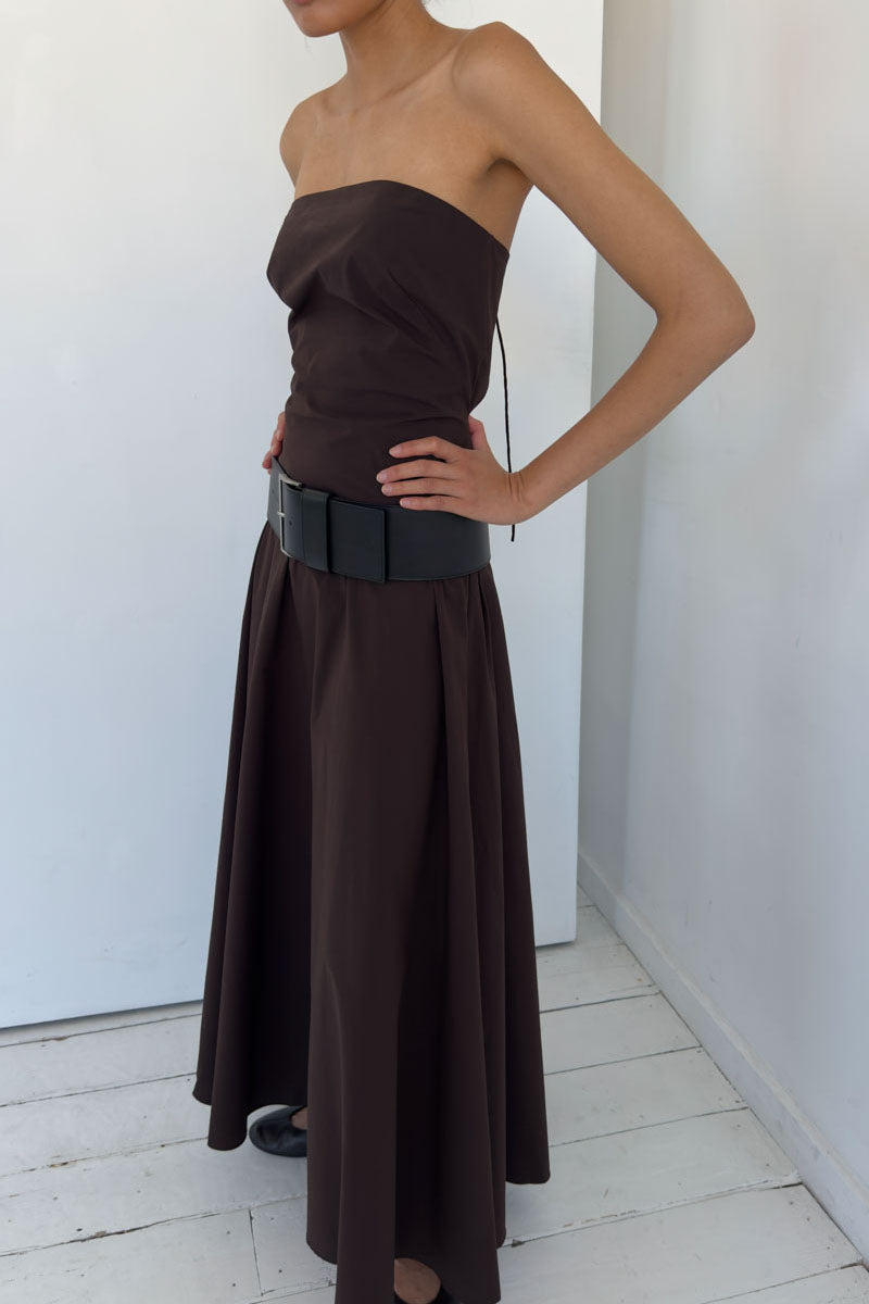 Strapless Rouleau Dress - Bark