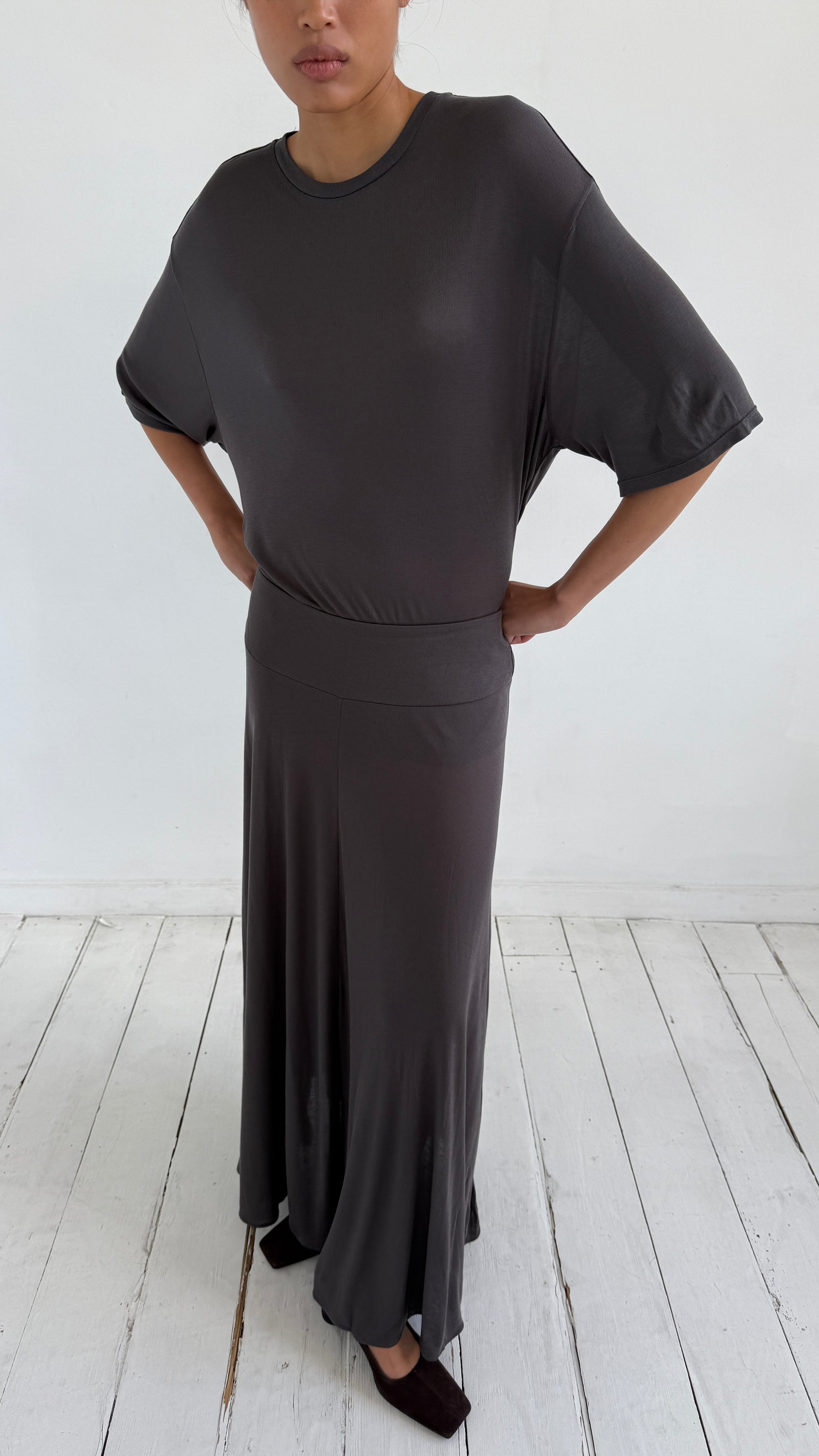 Fluid Jersey Skirt - Soot