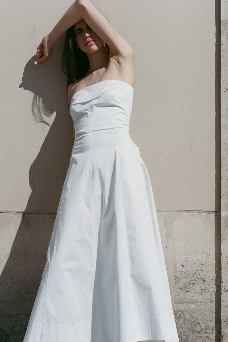 st agni sculpted knit dress St. Agni - Sculpted Cotton Strapless Dress