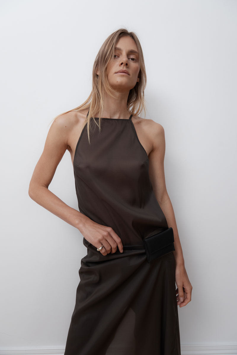 Transparent Column Dress - Black Olive