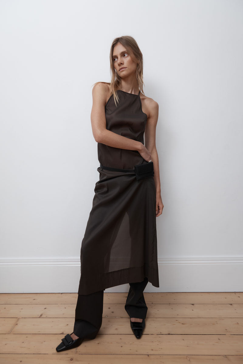 Transparent Column Dress - Black Olive
