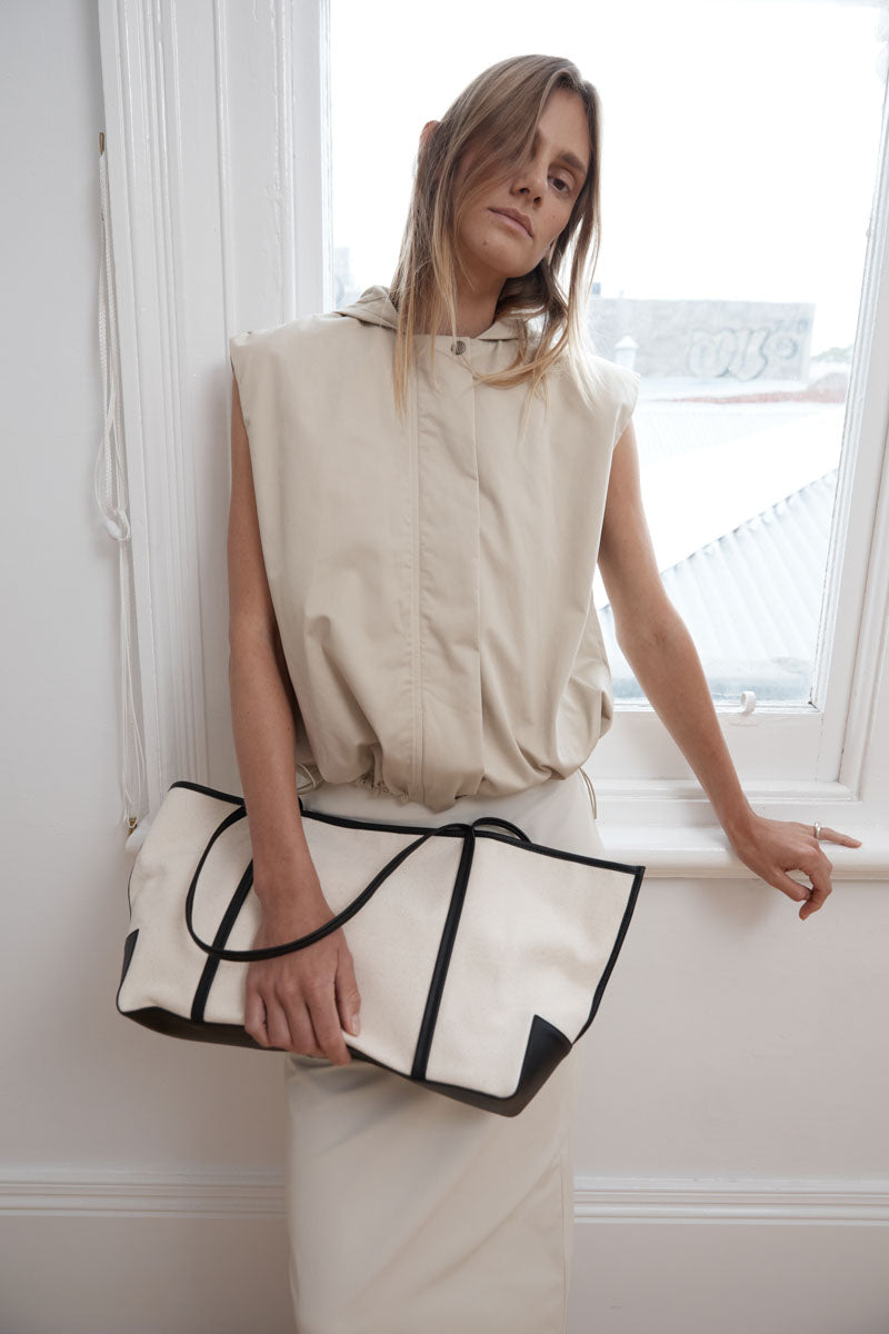 Cotton Sleeveless Parka - Champagne