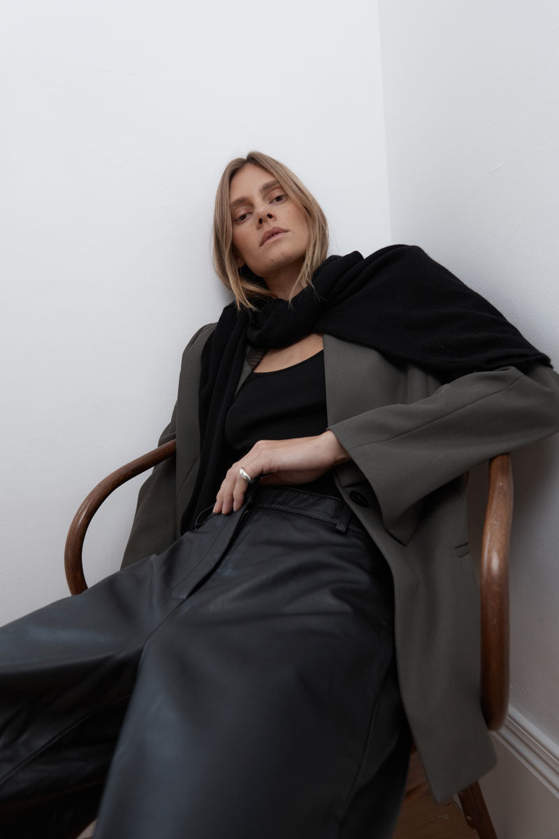 Rib Collar Blazer - Khaki