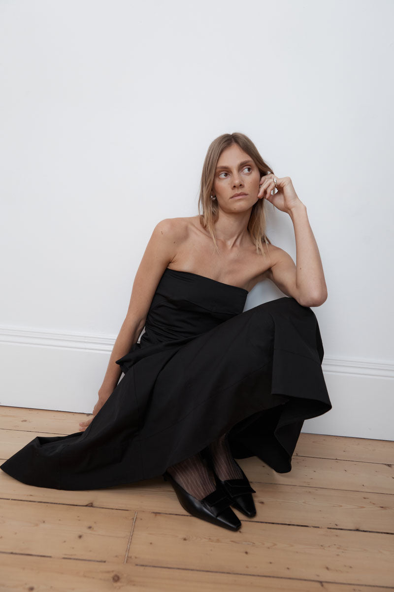 St. Agni | Sculpted Cotton Strapless Dress - Black St. Agni | Sculpted Cotton Strapless Dress - Black