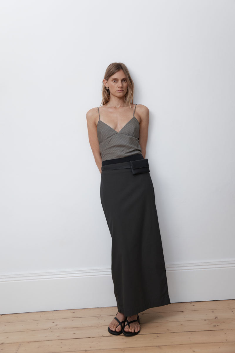 Bias Cami - Khaki Pinstripe