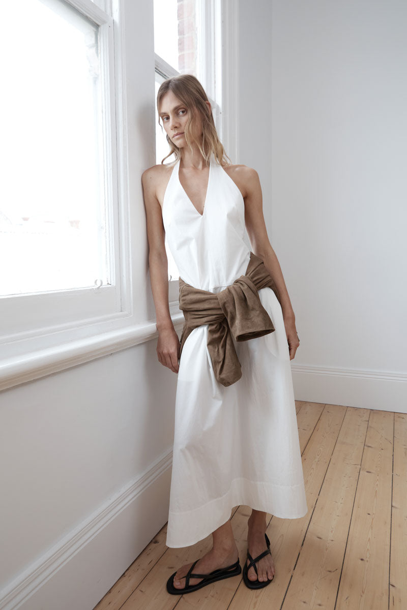 St. Agni | Halter Plunge Dress - White St. Agni | Halter Plunge Dress - White