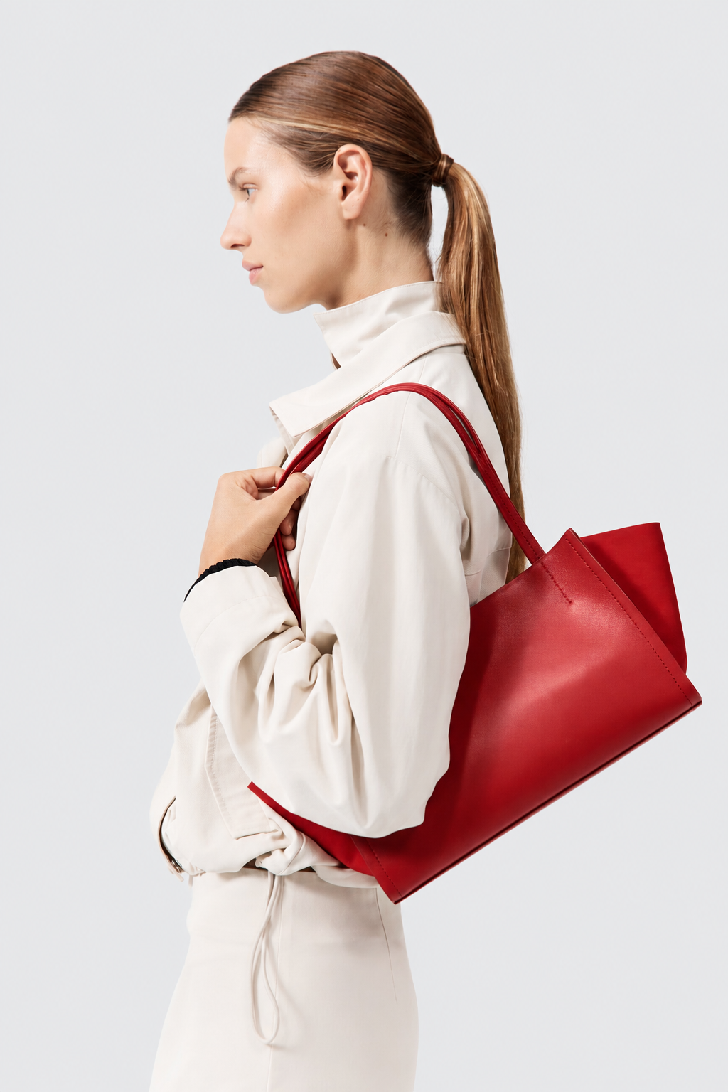 Slim Wonton Tote - Rosso
