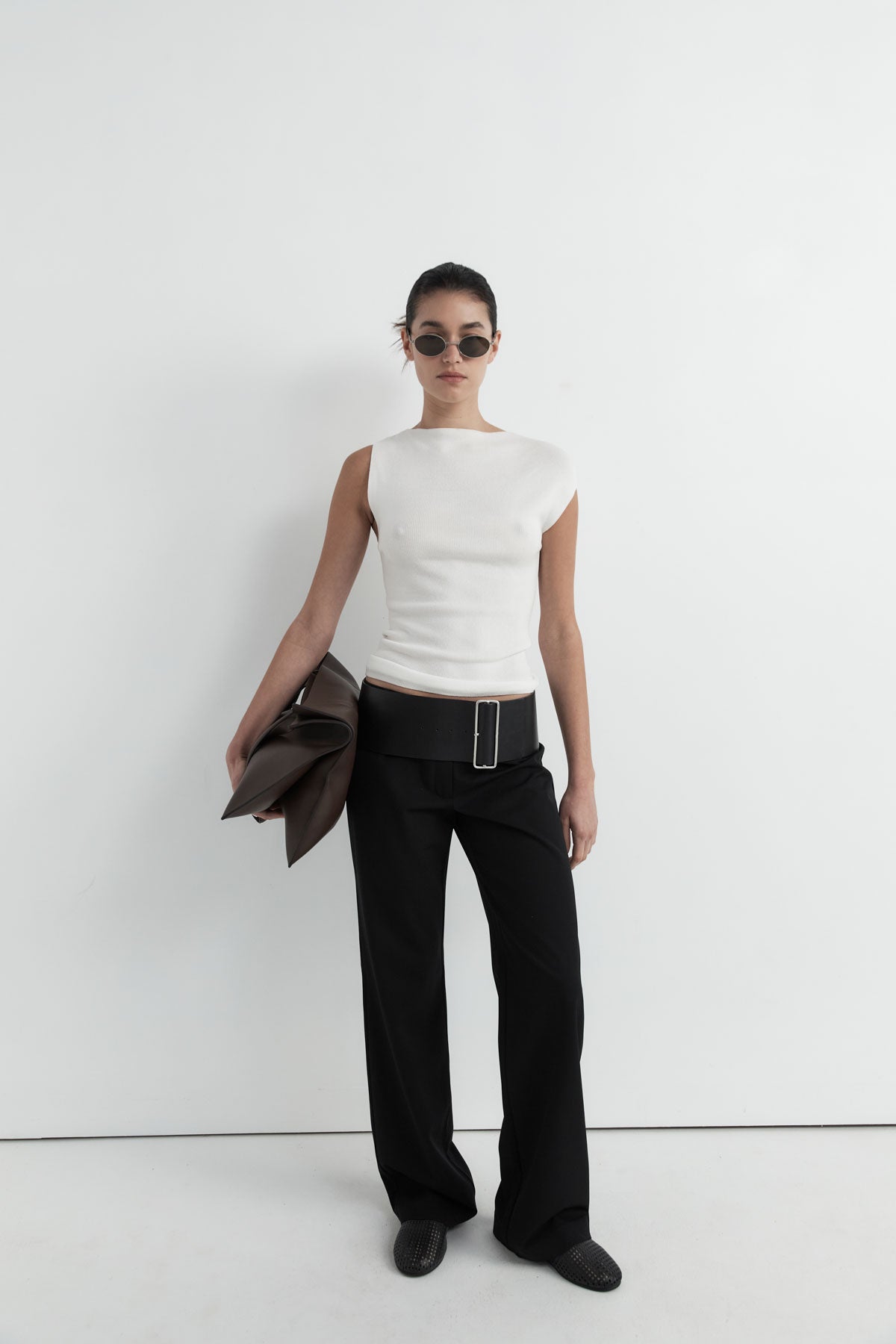 Agni Asymmetric Knit Top Off White - Main Image
