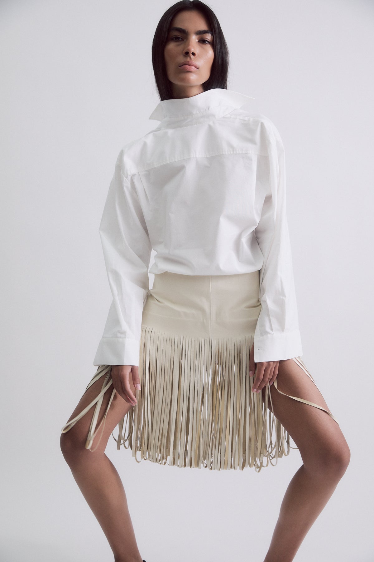 PRE-ORDER: Fringe Belt Skirt - Tofu