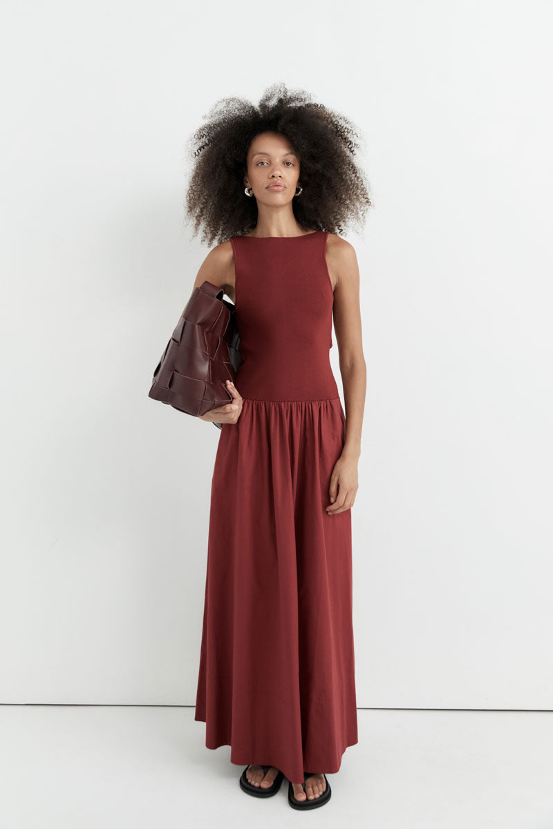 St. Agni | Bateau Cut Out Dress - Berry St. Agni | Bateau Cut Out Dress - Berry