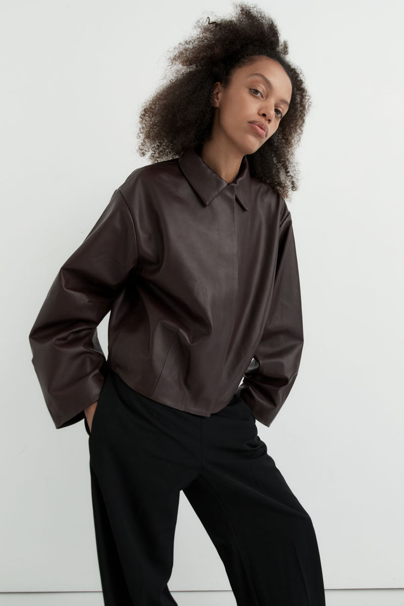 Cocoon Leather Jacket - Chocolate