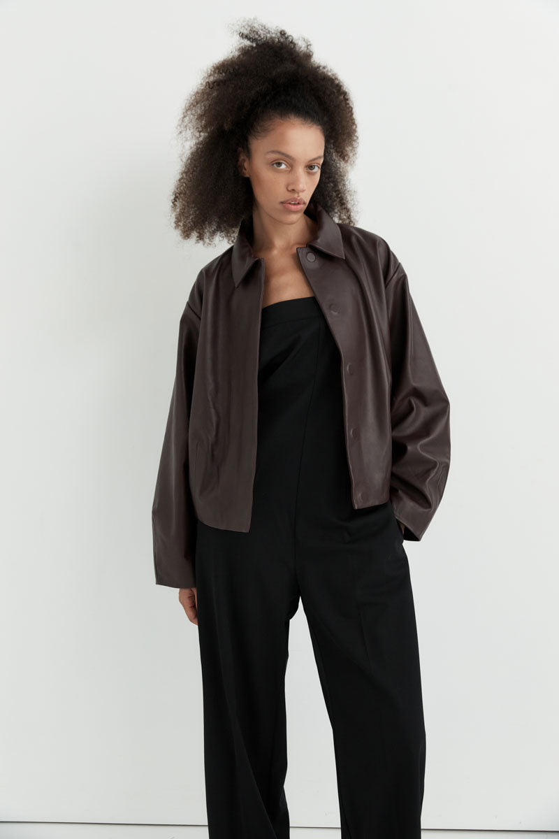Cocoon Leather Jacket - Chocolate