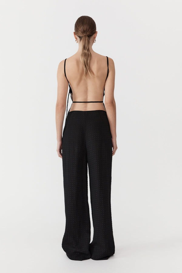 Textured Silk Pants - Black