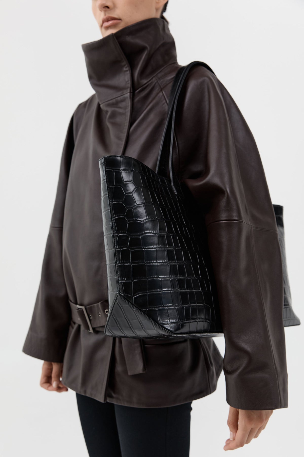 Carryall Tote - Croc Embossed Black