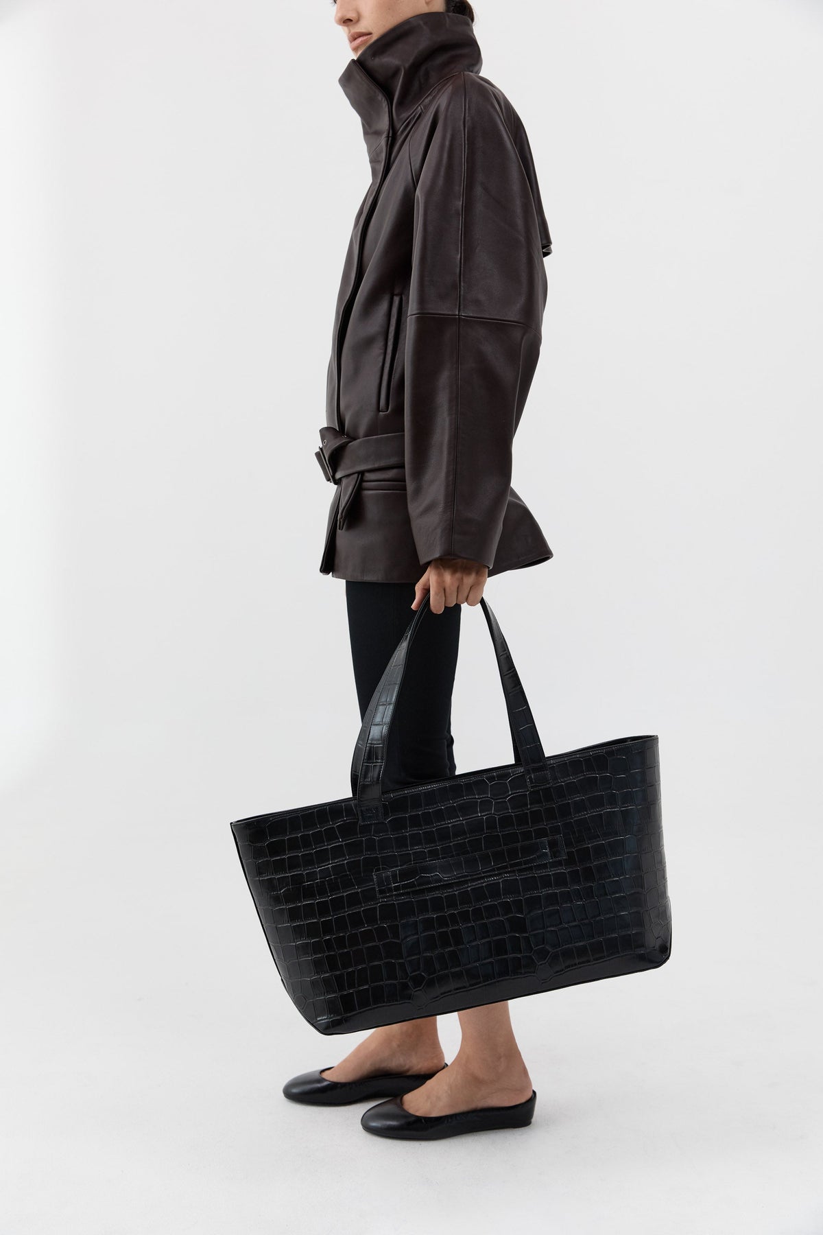 Carryall Tote - Croc Embossed Black