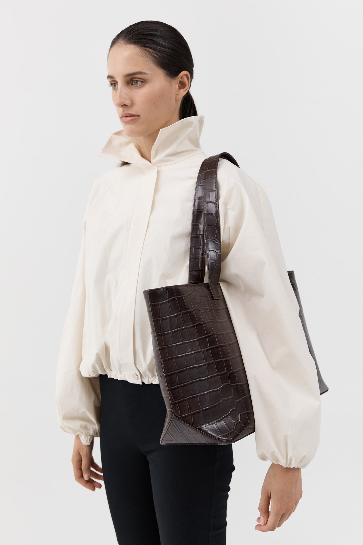 Carryall Tote - Croc Embossed Coffee