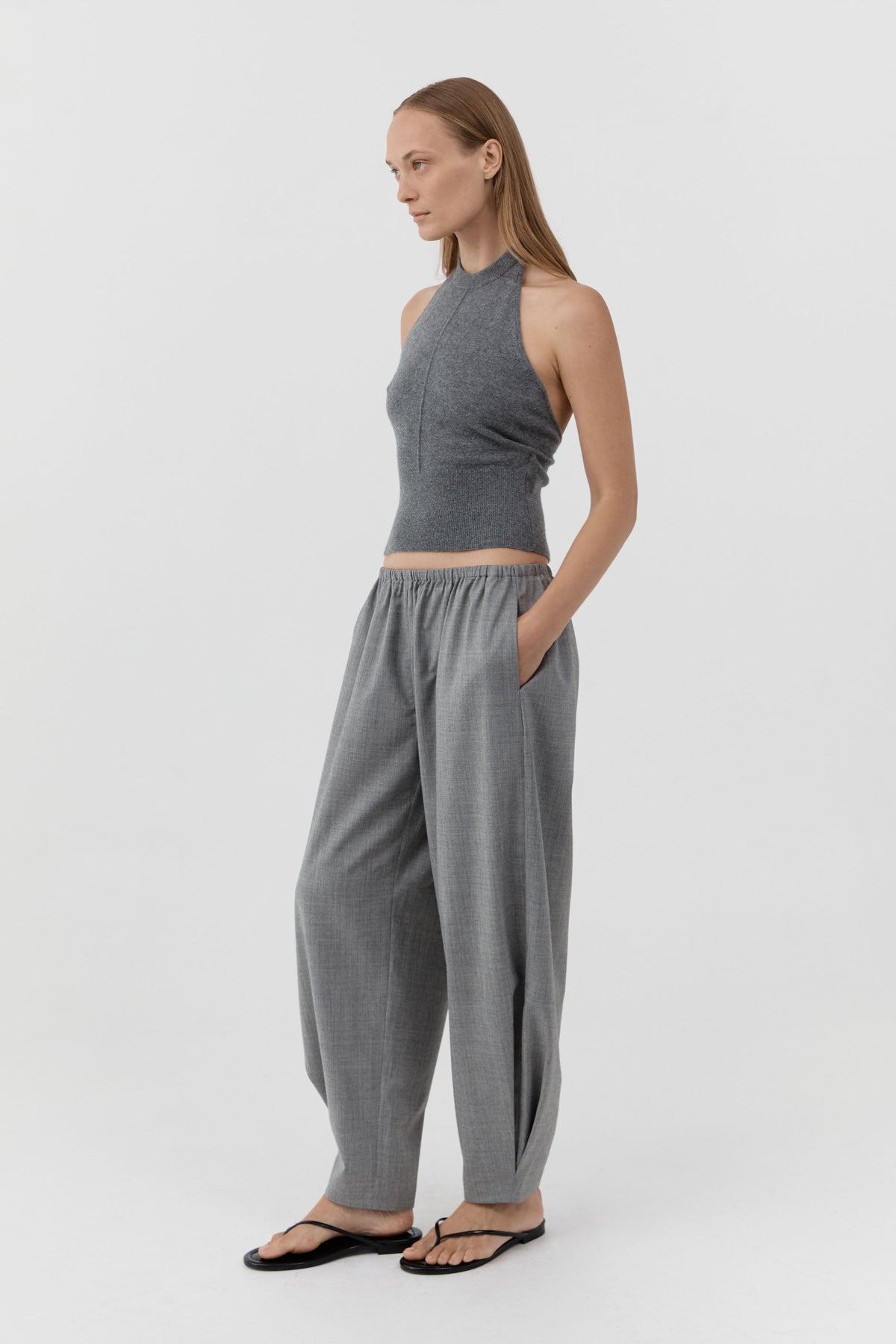 Cashmere Halter Top - Smoked Melange