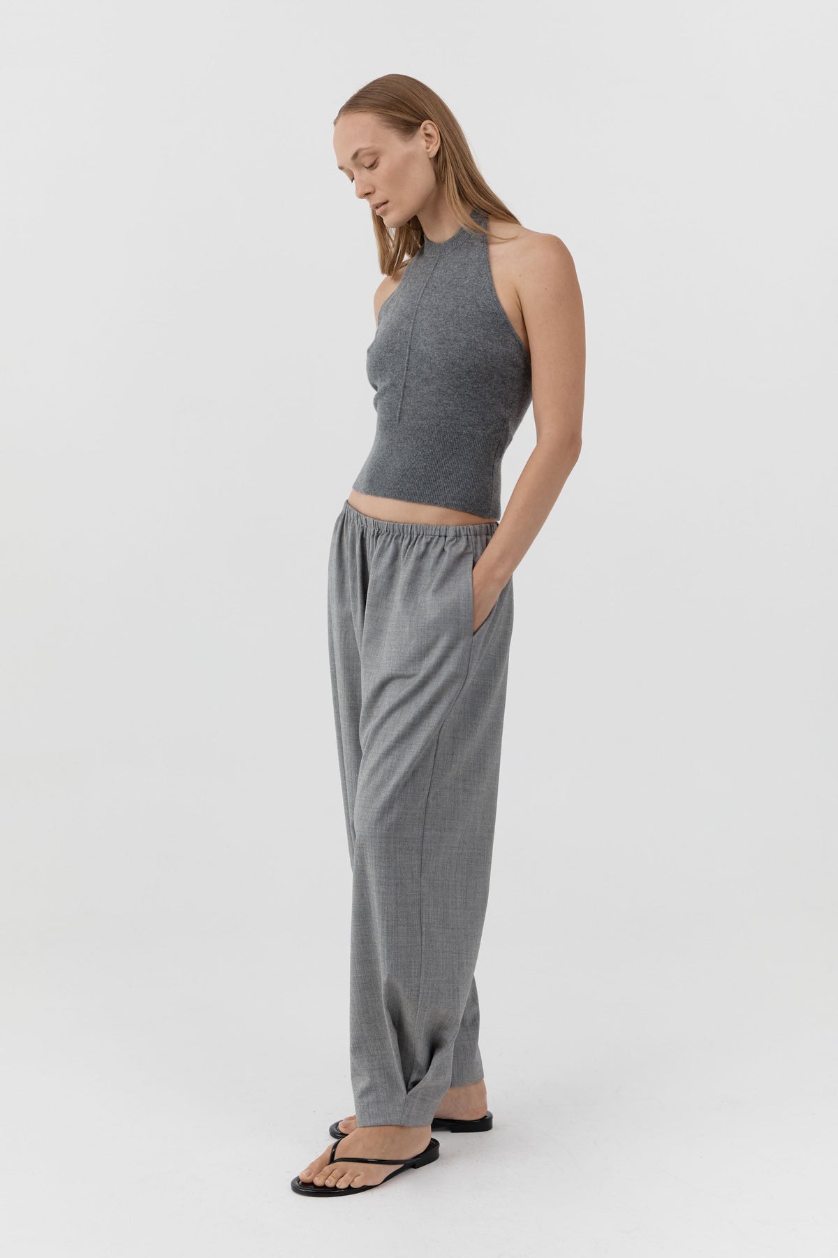 Cashmere Halter Top - Smoked Melange