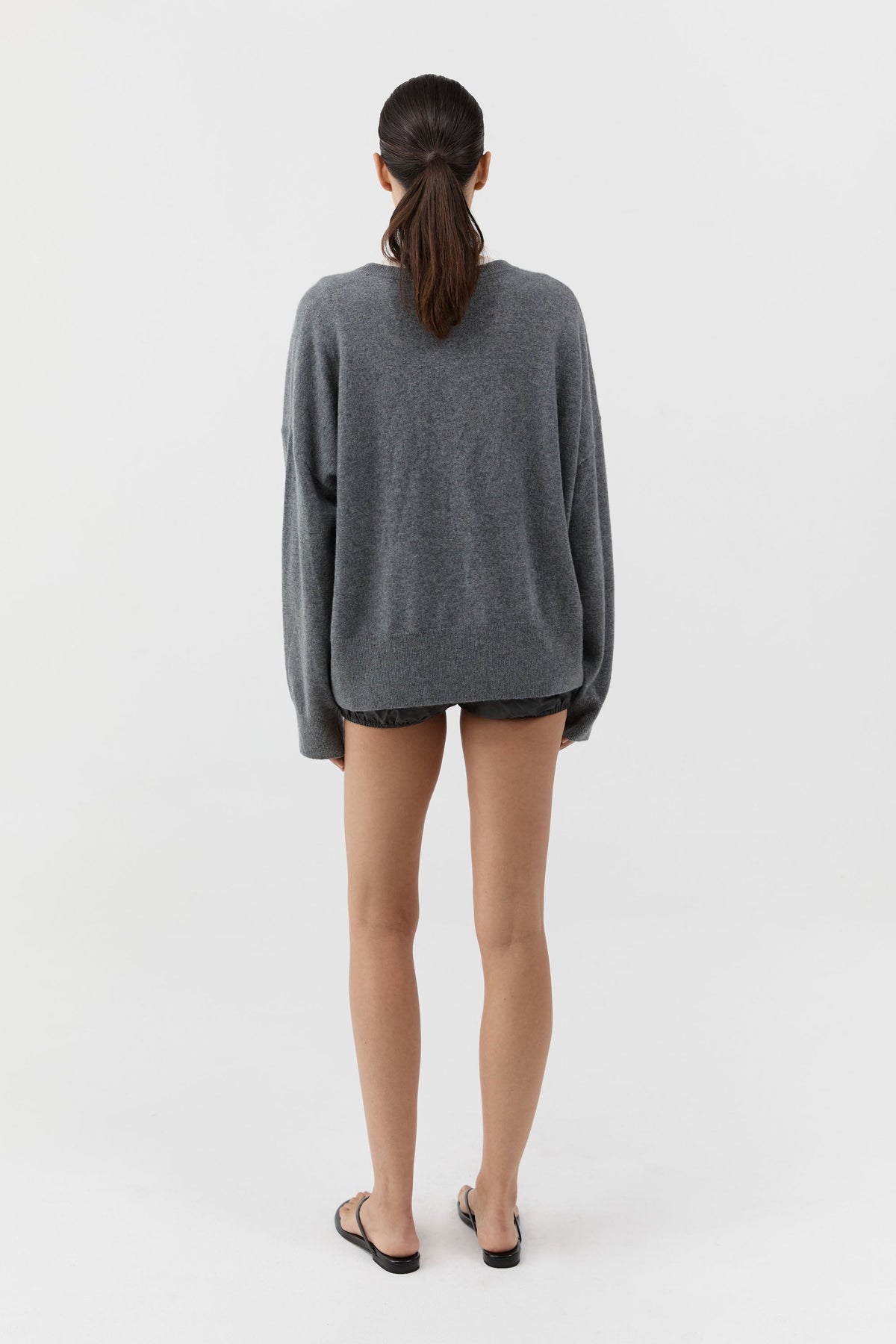 Cashmere V Sweater - Smoked Melange