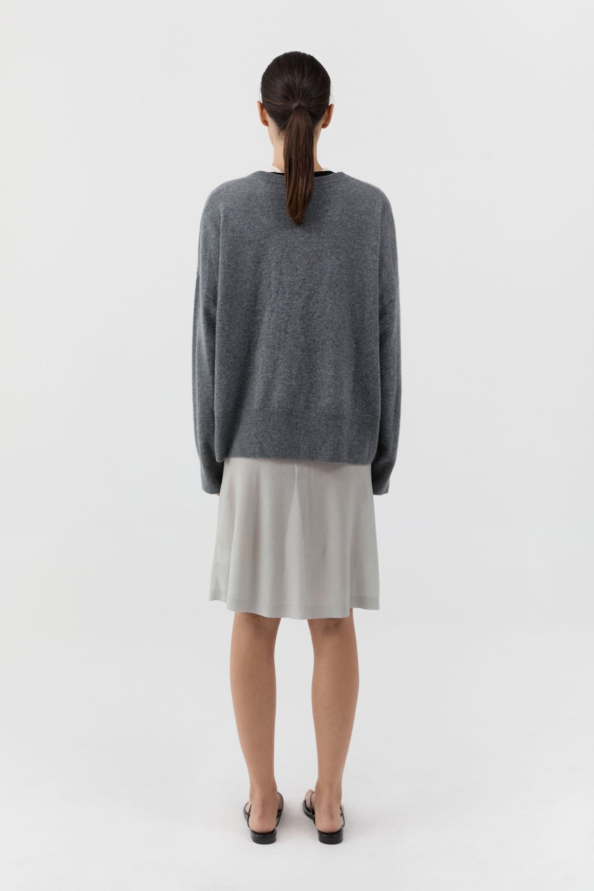 Cashmere V Sweater - Smoked Melange