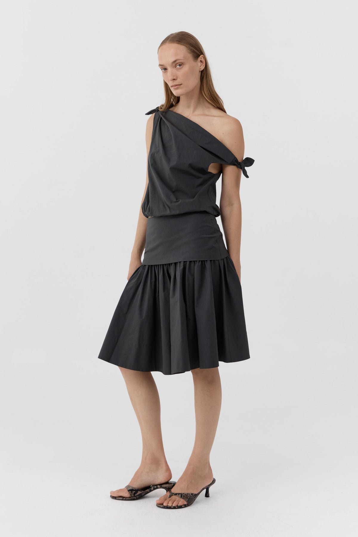Circle Hem Gathered Skirt - Magnet