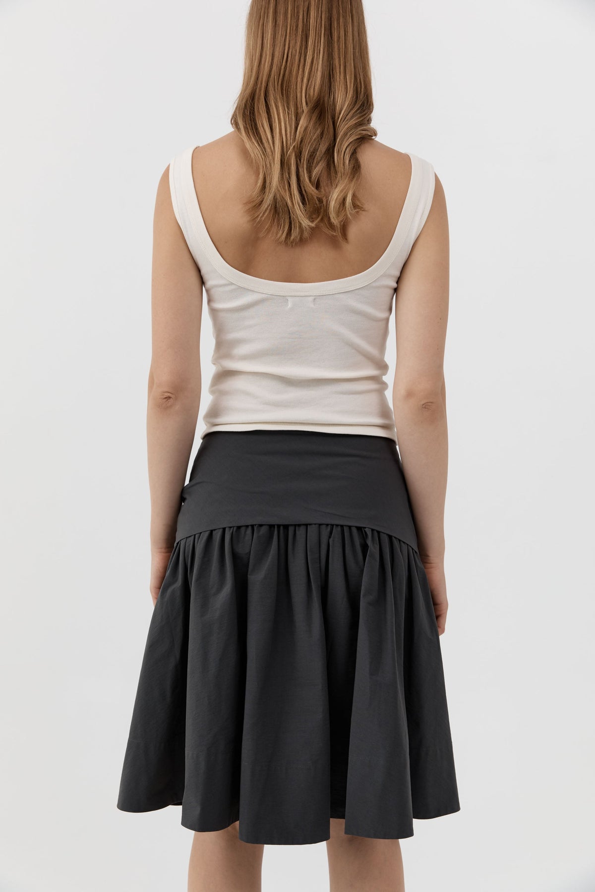 Circle Hem Gathered Skirt - Magnet