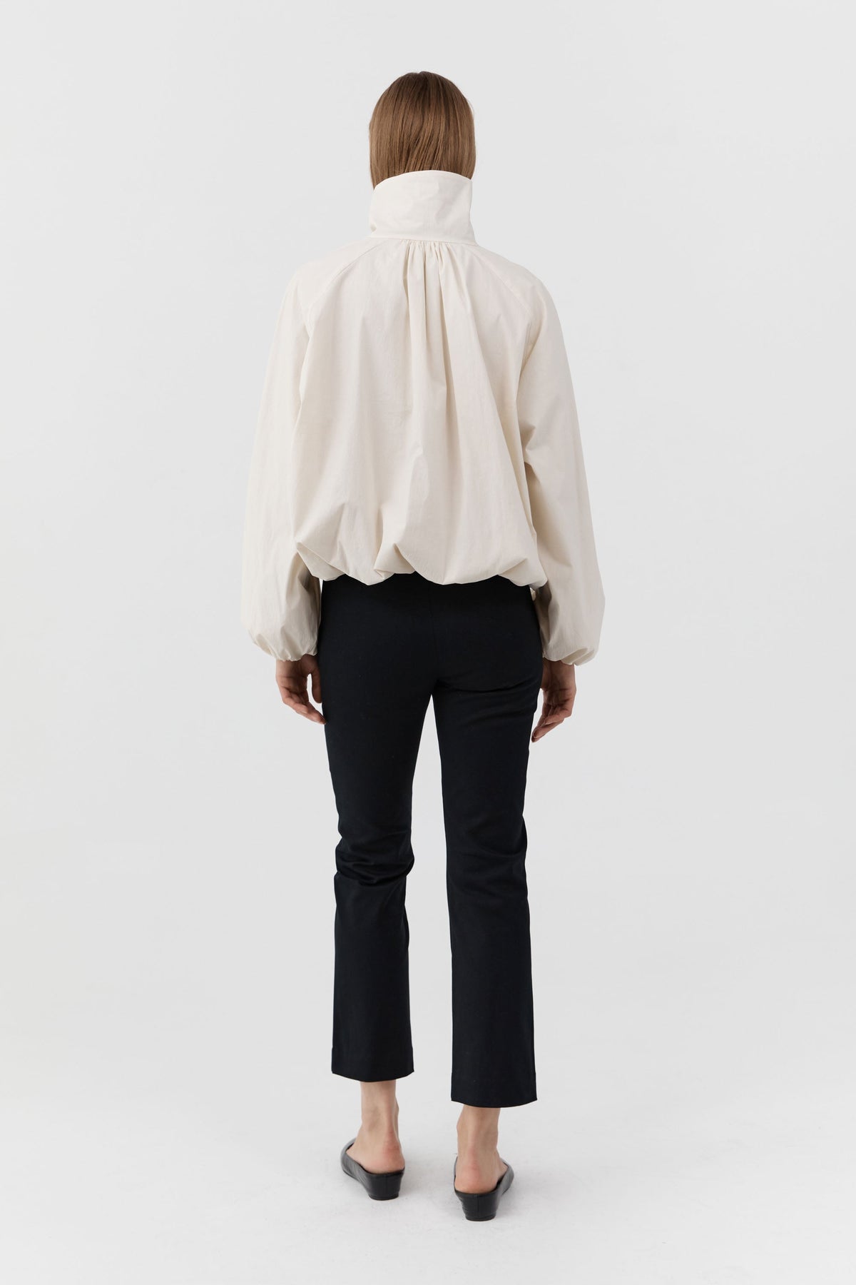 Compact Cotton Minimal Crop Pants - Black